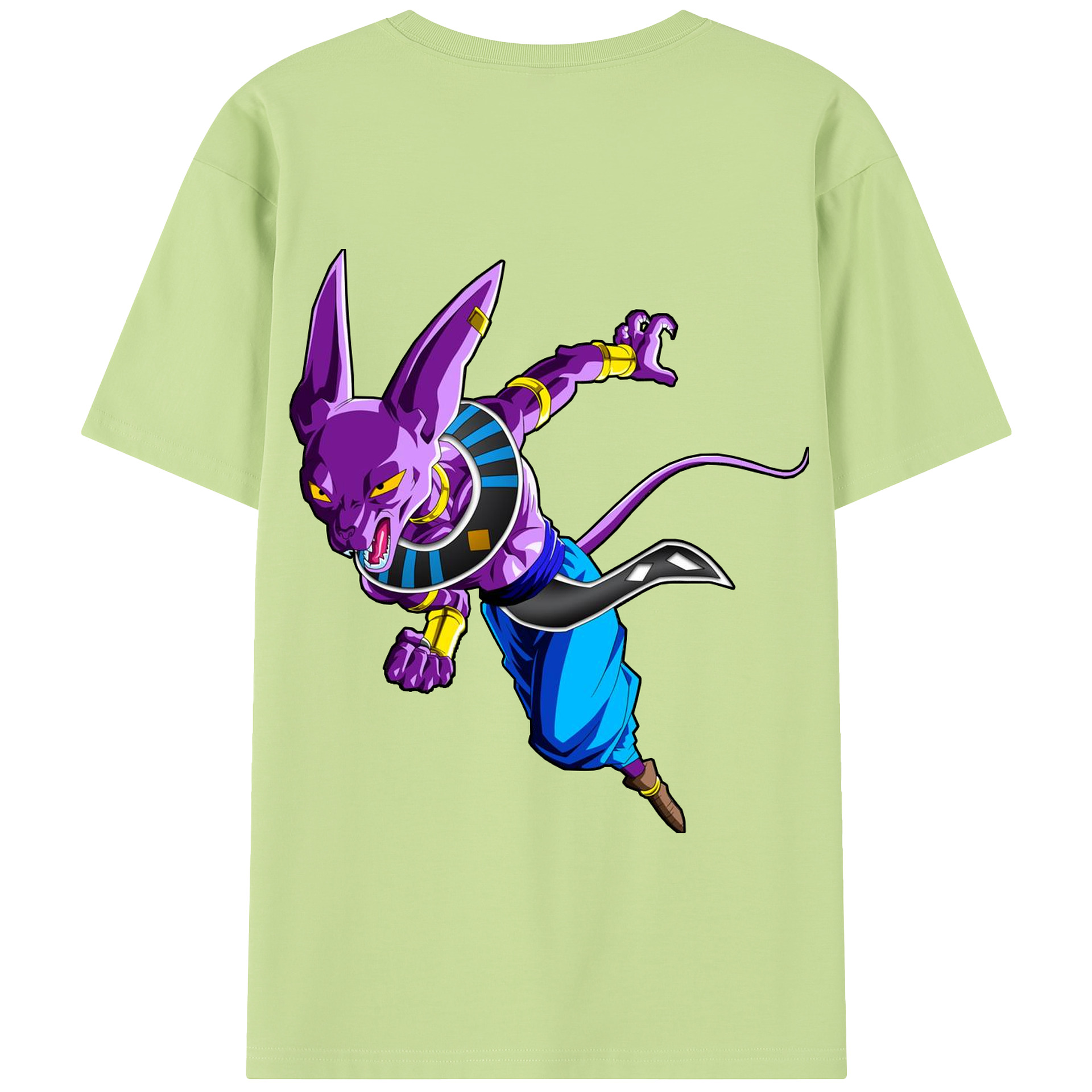 （画像用） ドラゴンボール ビルス 破壊神ビルス DRAGON BALL Beerus Birusu 綿100％半袖Tシャツ（背面プリント）